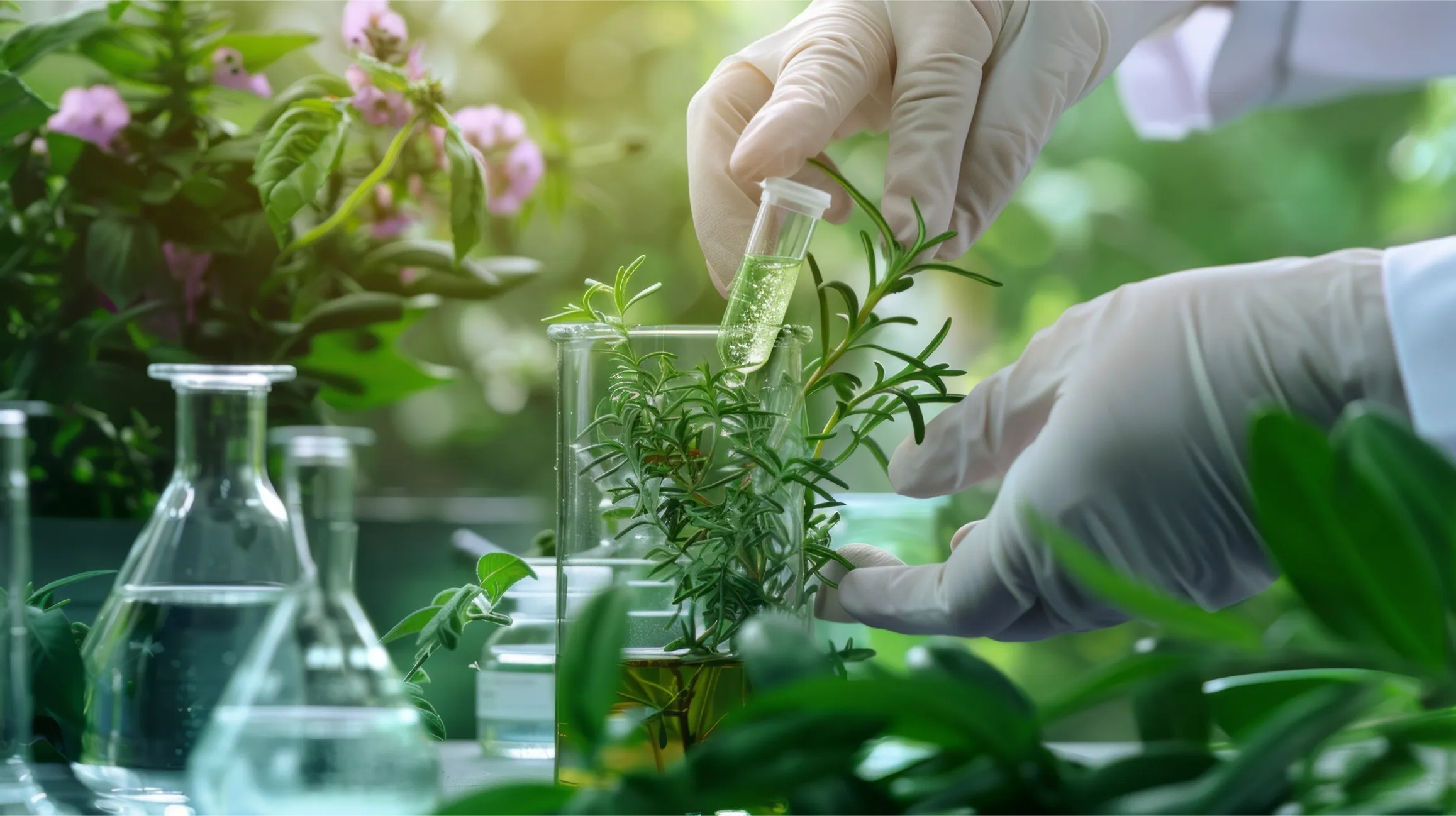Laboratory specialist working with botanical samples